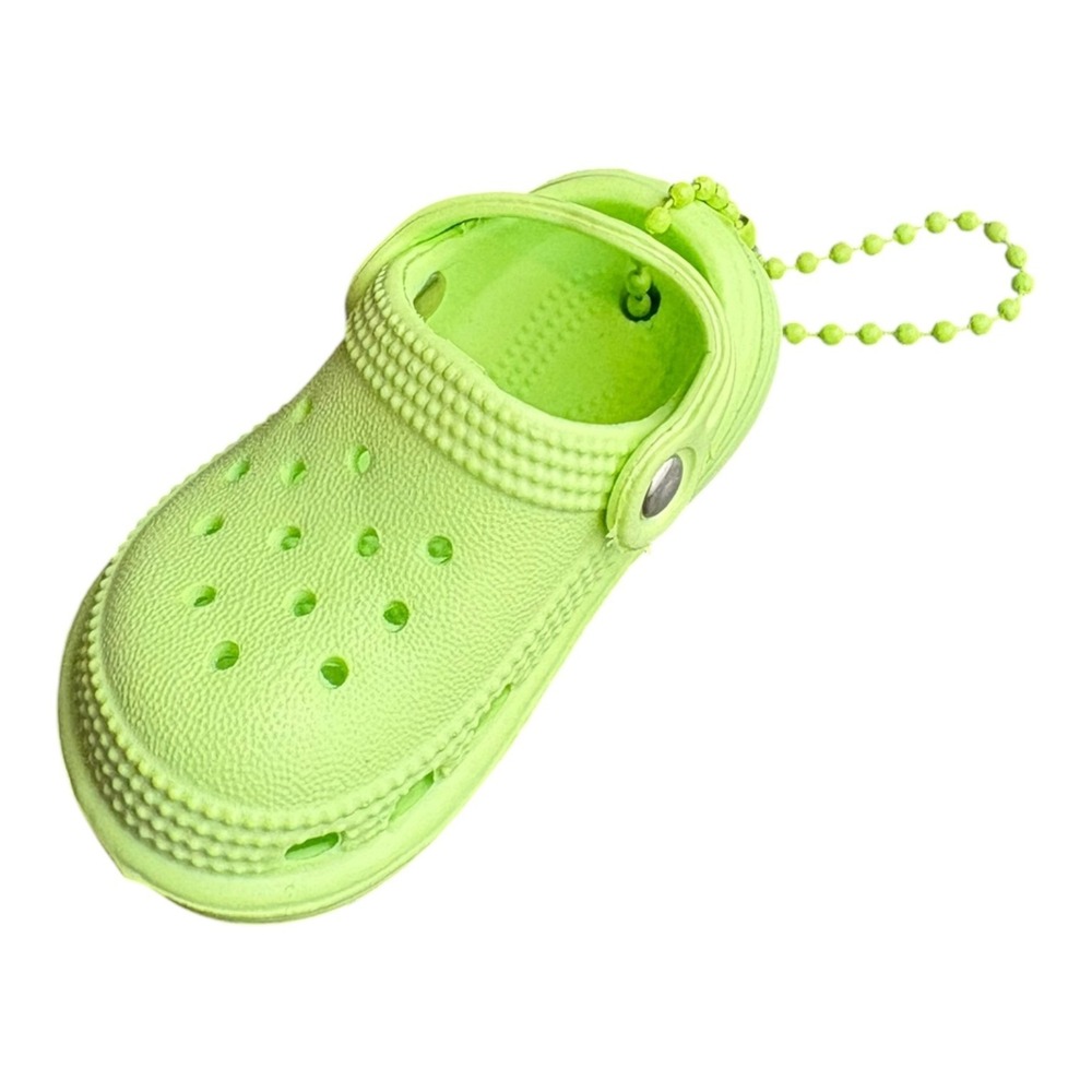 Women's Neon Lime Green Clog Croc Like Shoe Key Chain 3" Rubber Bag Charm